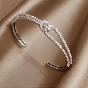 New! Cuff diamond Silver color adjustable Bracelet
